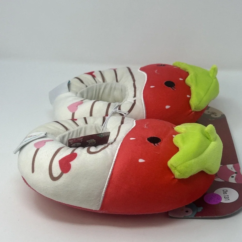 New Original Squishmallows Kids Sz 13-1 Chocolate Dipped Strawberries Slippers
